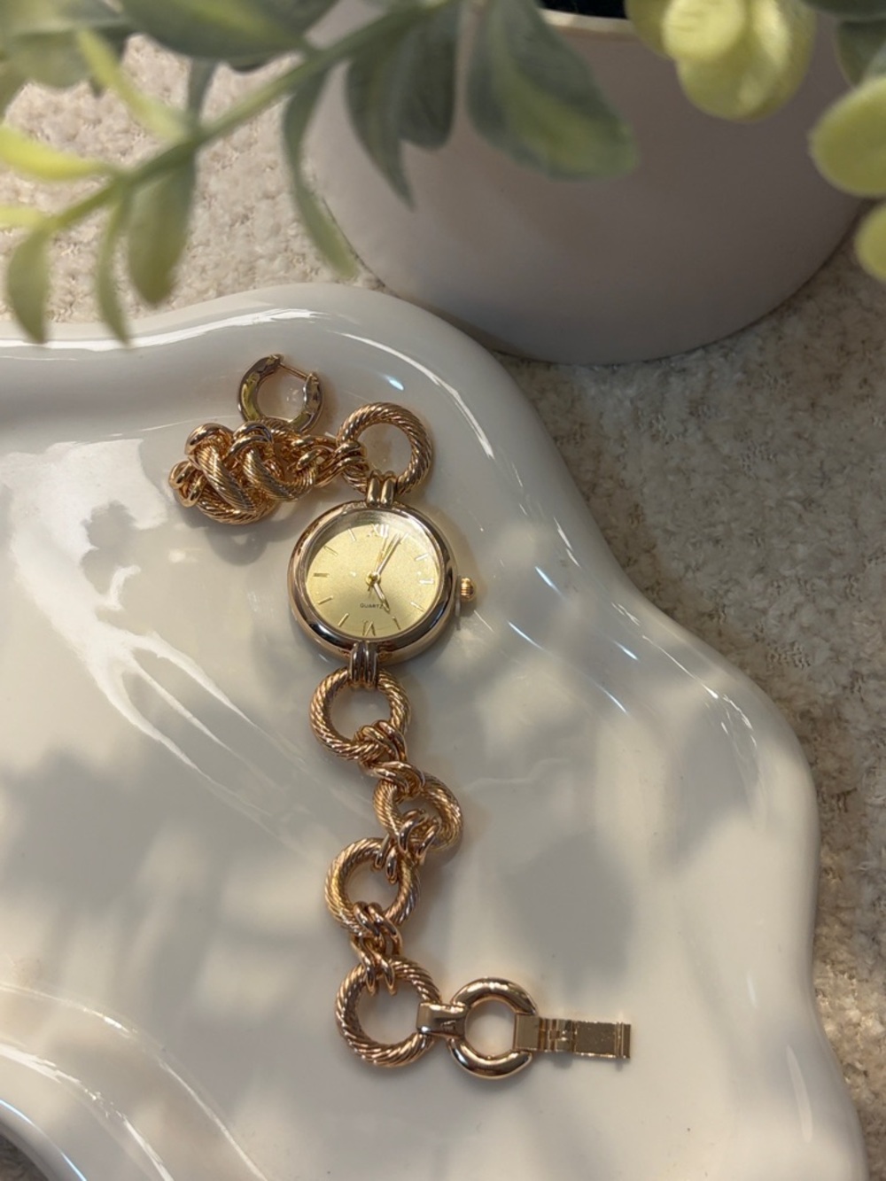 Altar'd State Gold-Tone Rope Link Bracelet Watch